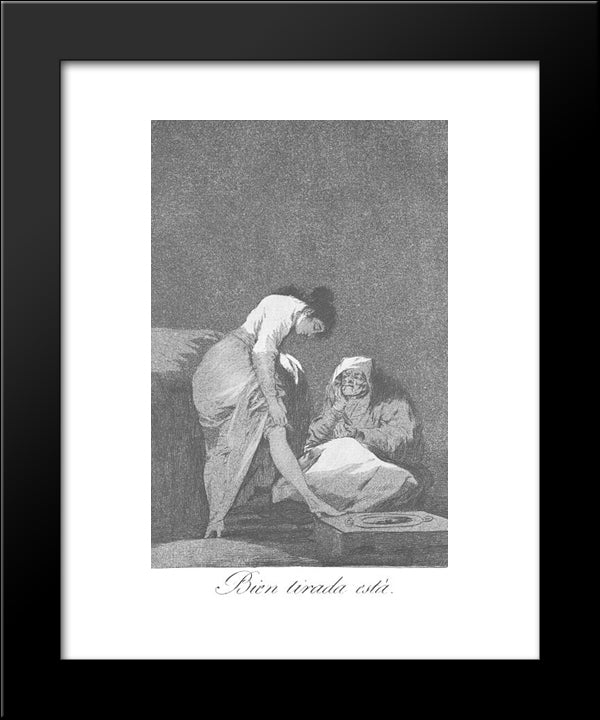 Caprichos - Plate 17: It Is Nicely Stretched 20x24 Black Modern Wood Framed Art Print Poster by Goya, Francisco