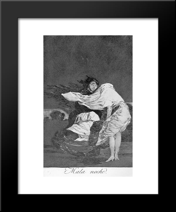 Caprichos - Plate 36: A Bad Night 20x24 Black Modern Wood Framed Art Print Poster by Goya, Francisco