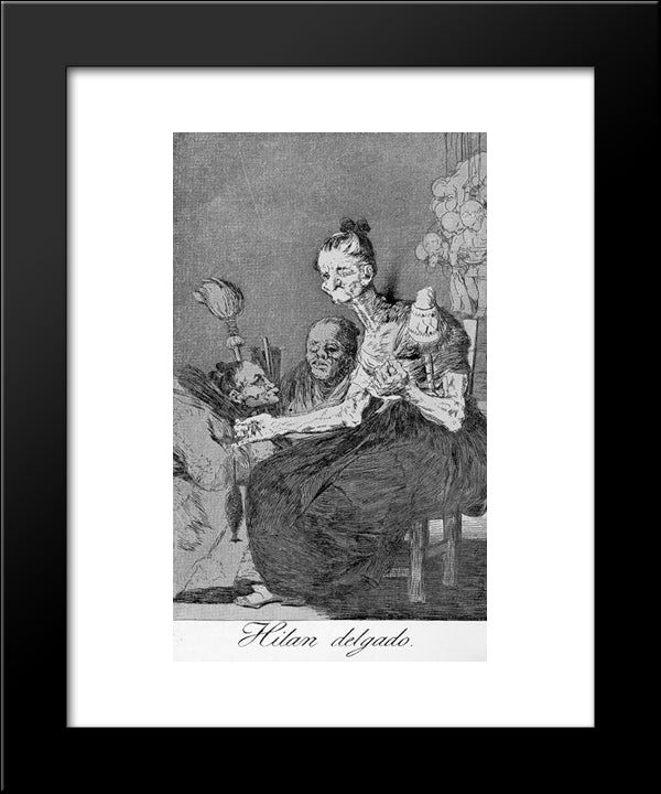 Caprichos - Plate 44: They Spin Finely 20x24 Black Modern Wood Framed Art Print Poster by Goya, Francisco