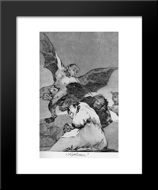 Caprichos - Plate 48: Tale-Bearers: Blasts Of Wind 20x24 Black Modern Wood Framed Art Print Poster by Goya, Francisco