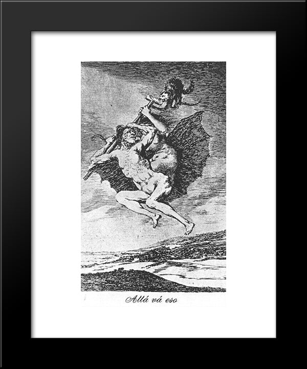 Caprichos - Plate 66: Up They Go 20x24 Black Modern Wood Framed Art Print Poster by Goya, Francisco