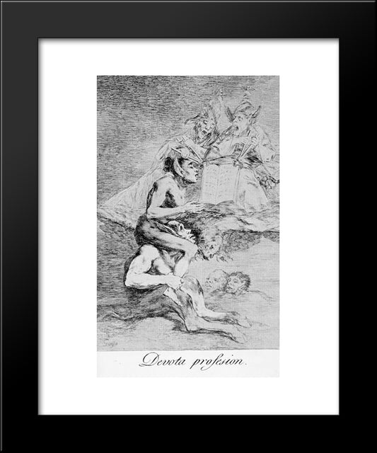 Caprichos - Plate 70: Devout Profession 20x24 Black Modern Wood Framed Art Print Poster by Goya, Francisco