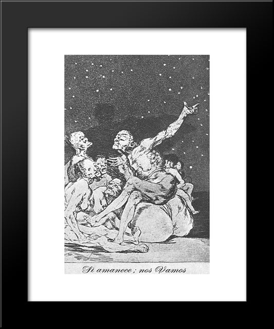 Caprichos - Plate 71: Dawn Comes, We Go 20x24 Black Modern Wood Framed Art Print Poster by Goya, Francisco