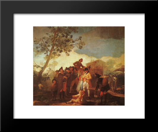 Blind Man Playing The Guitar 20x24 Black Modern Wood Framed Art Print Poster by Goya, Francisco