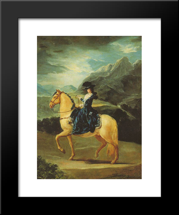 Maria Teresa Of Vallabriga On Horseback 20x24 Black Modern Wood Framed Art Print Poster by Goya, Francisco