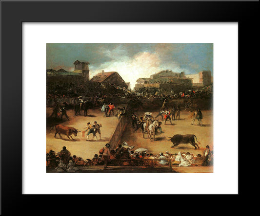 The Bullfight 20x24 Black Modern Wood Framed Art Print Poster by Goya, Francisco