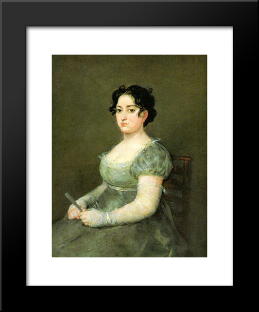 The Woman With A Fan 20x24 Black Modern Wood Framed Art Print Poster by Goya, Francisco