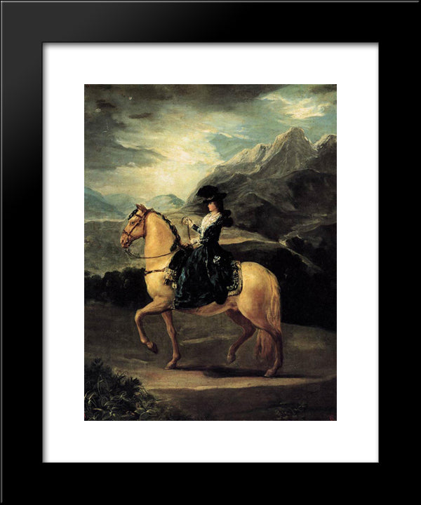 Portrait Of Mar­a Teresa De Vallabriga On Horseback 20x24 Black Modern Wood Framed Art Print Poster by Goya, Francisco