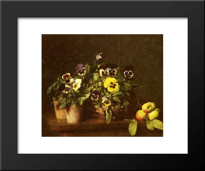 Still Life With Pansies 20x24 Black Modern Wood Framed Art Print Poster by Fantin Latour, Henri