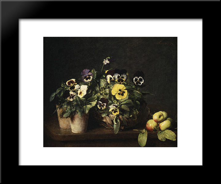 Still Life With Pansies 20x24 Black Modern Wood Framed Art Print Poster by Fantin Latour, Henri