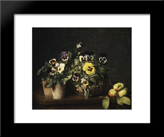 Still Life With Pansies 20x24 Black Modern Wood Framed Art Print Poster by Fantin Latour, Henri