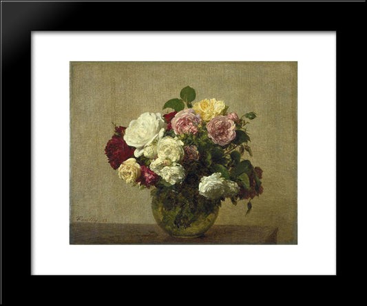 Roses 20x24 Black Modern Wood Framed Art Print Poster by Fantin Latour, Henri