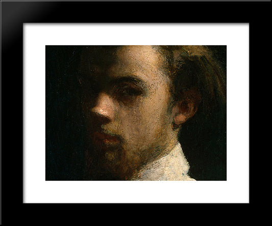 Self-Portrait [Detail: 1] 20x24 Black Modern Wood Framed Art Print Poster by Fantin Latour, Henri