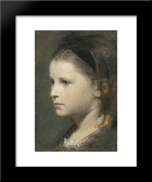 Head Of A Young Girl 20x24 Black Modern Wood Framed Art Print Poster by Fantin Latour, Henri