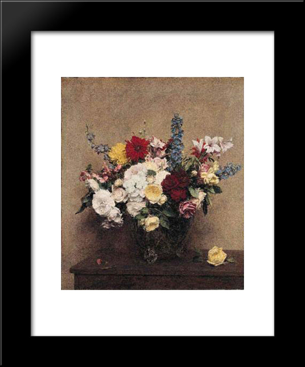 The Rosy Wealth Of June 20x24 Black Modern Wood Framed Art Print Poster by Fantin Latour, Henri