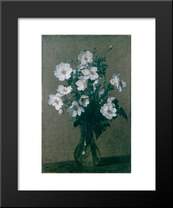 Japanese Anemones 20x24 Black Modern Wood Framed Art Print Poster by Fantin Latour, Henri