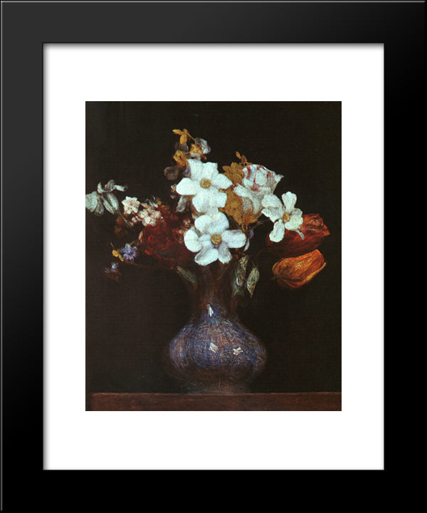 Narcissus And Tulips 20x24 Black Modern Wood Framed Art Print Poster by Fantin Latour, Henri