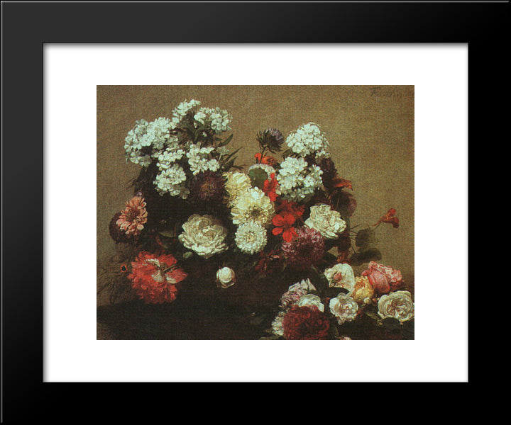 Still Life With Flowers 20x24 Black Modern Wood Framed Art Print Poster by Fantin Latour, Henri