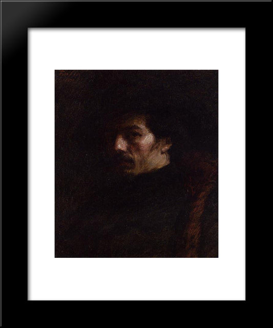 Portrait Of Alphonse Legros 20x24 Black Modern Wood Framed Art Print Poster by Fantin Latour, Henri