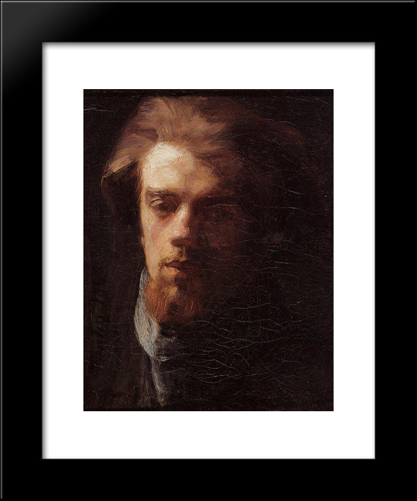 Self Portrait 20x24 Black Modern Wood Framed Art Print Poster by Fantin Latour, Henri