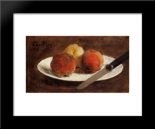 Plate Of Peaches 20x24 Black Modern Wood Framed Art Print Poster by Fantin Latour, Henri