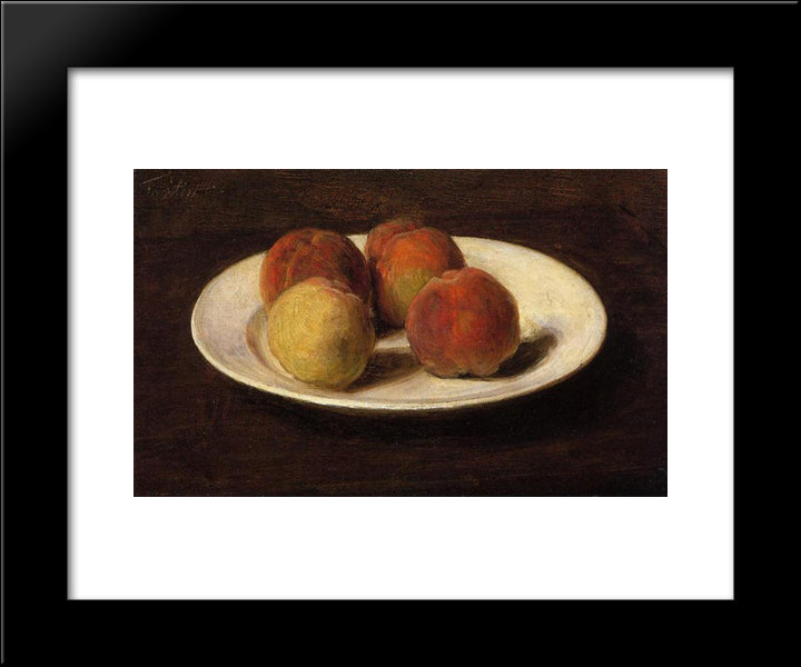 Still Life Of Four Peaches 20x24 Black Modern Wood Framed Art Print Poster by Fantin Latour, Henri