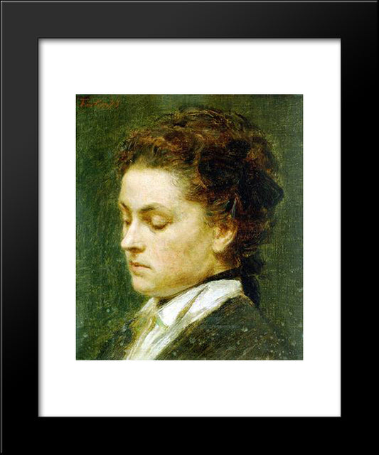 Ritratto Di Giovane Donna 20x24 Black Modern Wood Framed Art Print Poster by Fantin Latour, Henri