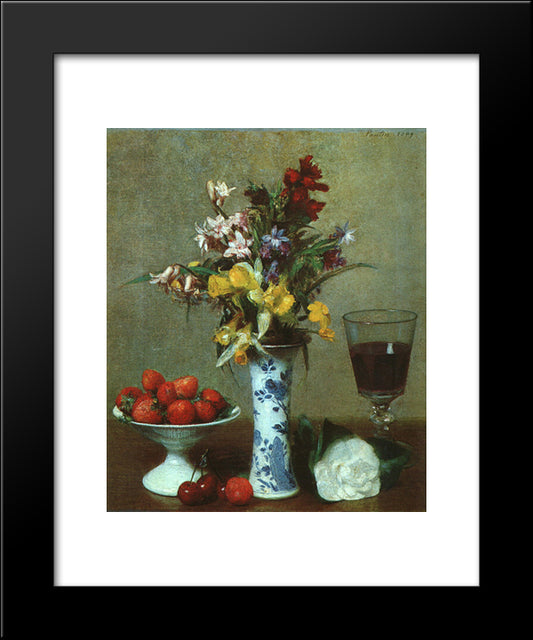 Still Life 20x24 Black Modern Wood Framed Art Print Poster by Fantin Latour, Henri