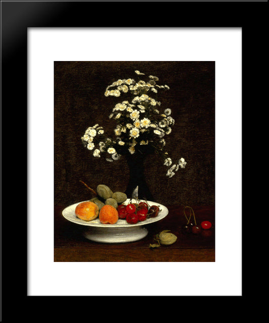 Still Life With Flowers 20x24 Black Modern Wood Framed Art Print Poster by Fantin Latour, Henri