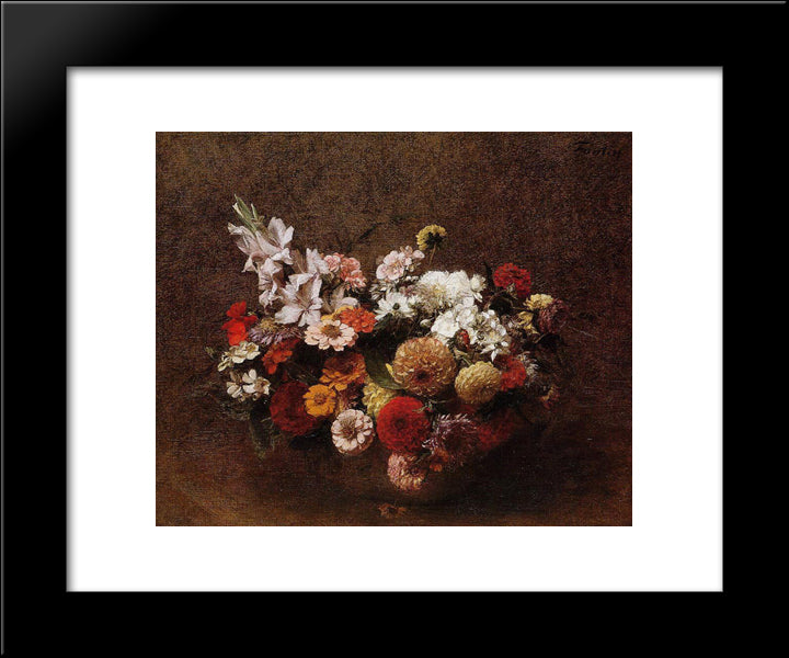 Bouquet Of Flowers 20x24 Black Modern Wood Framed Art Print Poster by Fantin Latour, Henri