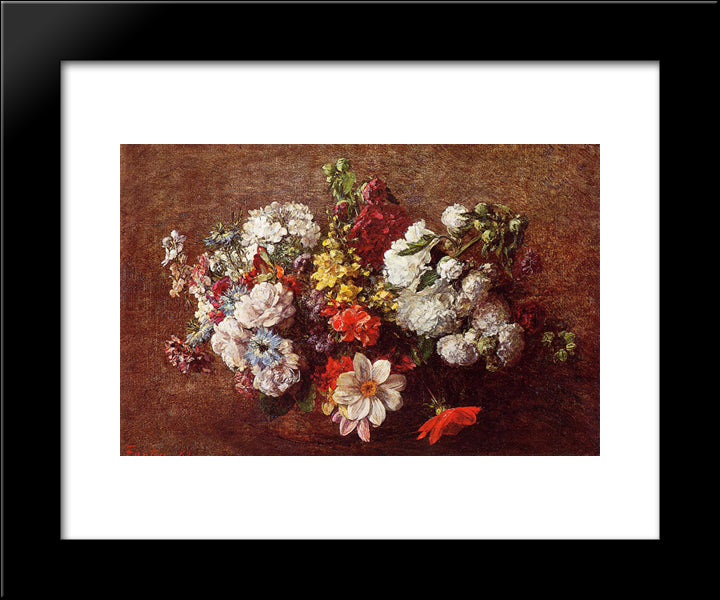 Bouquet Of Flowers 20x24 Black Modern Wood Framed Art Print Poster by Fantin Latour, Henri
