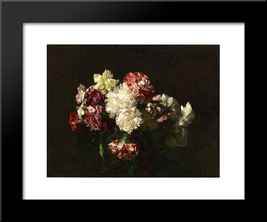 Carnations 20x24 Black Modern Wood Framed Art Print Poster by Fantin Latour, Henri