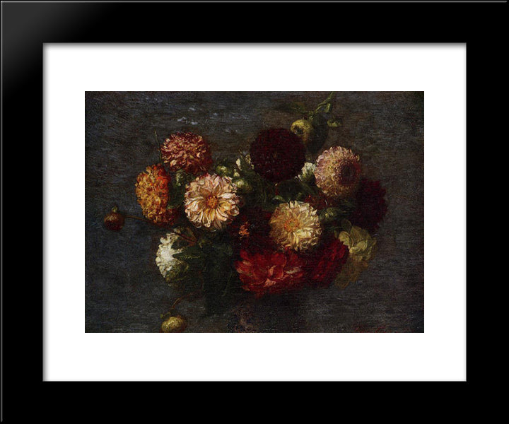 Chrysanthemums 20x24 Black Modern Wood Framed Art Print Poster by Fantin Latour, Henri