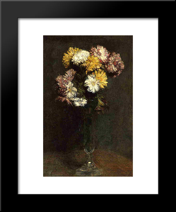 Chrysanthemums 20x24 Black Modern Wood Framed Art Print Poster by Fantin Latour, Henri