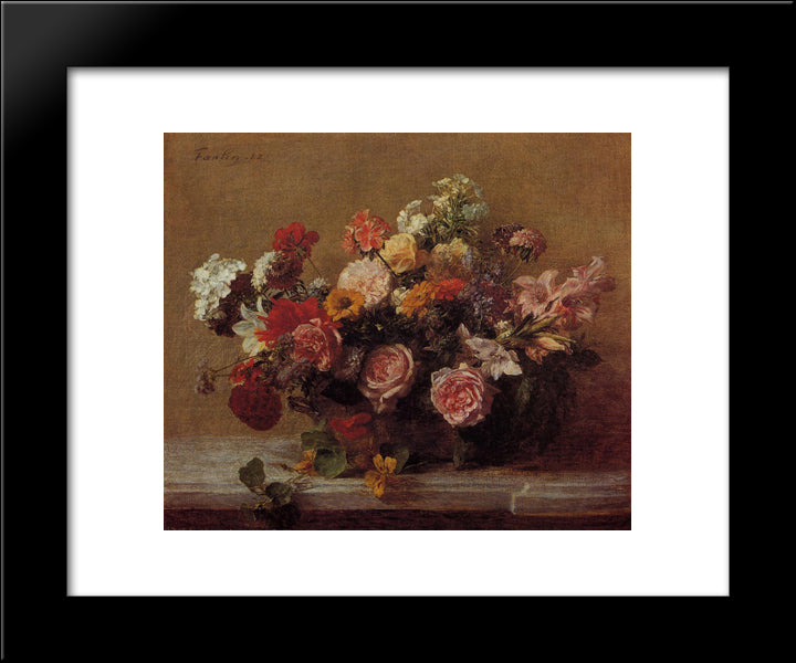 Flowers 20x24 Black Modern Wood Framed Art Print Poster by Fantin Latour, Henri