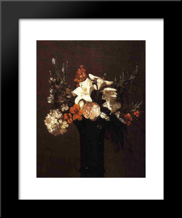 Flowers 20x24 Black Modern Wood Framed Art Print Poster by Fantin Latour, Henri