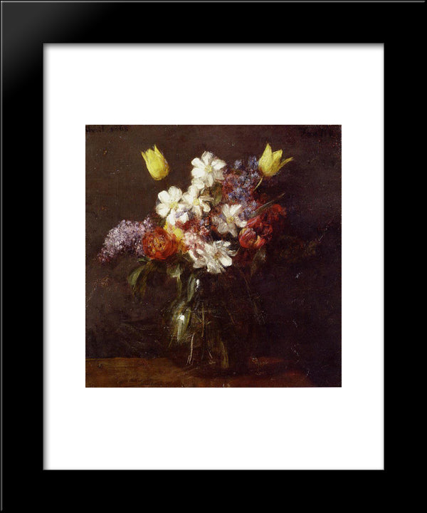 Flowers 20x24 Black Modern Wood Framed Art Print Poster by Fantin Latour, Henri
