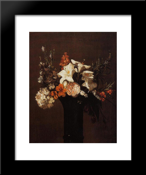 Flowers 20x24 Black Modern Wood Framed Art Print Poster by Fantin Latour, Henri