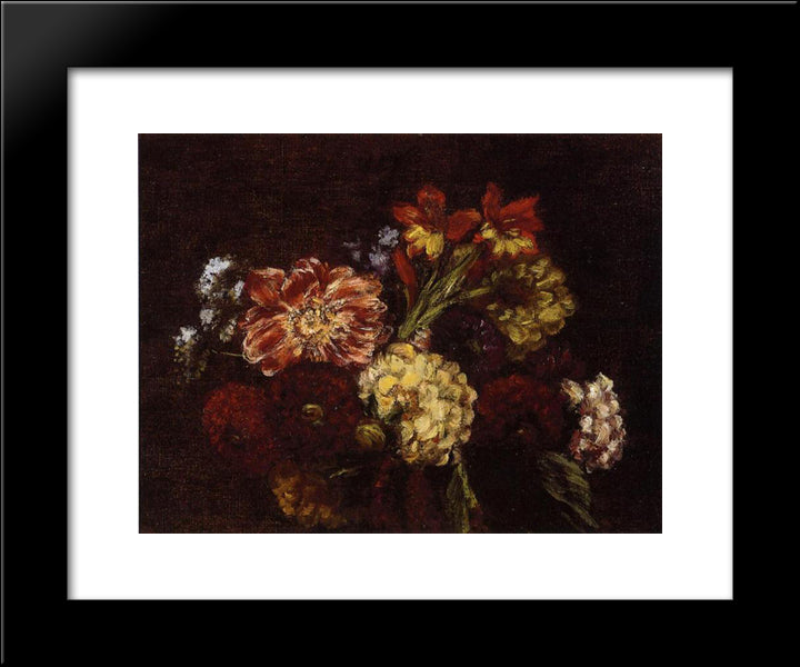 Flowers: Dahlias And Gladiolas 20x24 Black Modern Wood Framed Art Print Poster by Fantin Latour, Henri