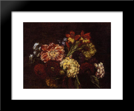 Flowers: Dahlias And Gladiolas 20x24 Black Modern Wood Framed Art Print Poster by Fantin Latour, Henri