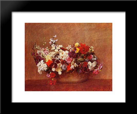 Flowers In A Bowl 20x24 Black Modern Wood Framed Art Print Poster by Fantin Latour, Henri