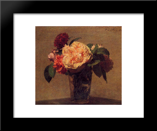 Flowers In A Vase 20x24 Black Modern Wood Framed Art Print Poster by Fantin Latour, Henri