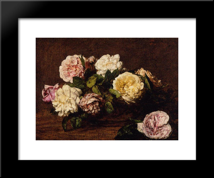 Flowers: Roses 20x24 Black Modern Wood Framed Art Print Poster by Fantin Latour, Henri