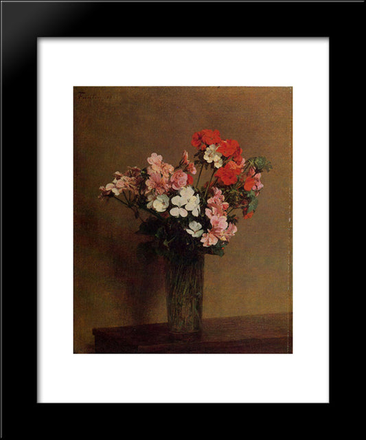 Geraniums 20x24 Black Modern Wood Framed Art Print Poster by Fantin Latour, Henri