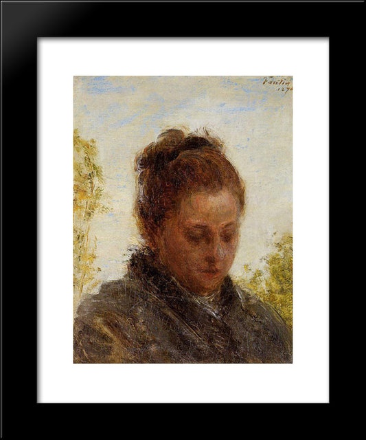 Head Of A Young Woman 20x24 Black Modern Wood Framed Art Print Poster by Fantin Latour, Henri