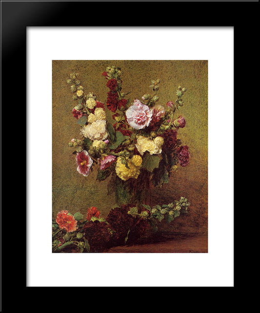 Holly-Hocks 20x24 Black Modern Wood Framed Art Print Poster by Fantin Latour, Henri