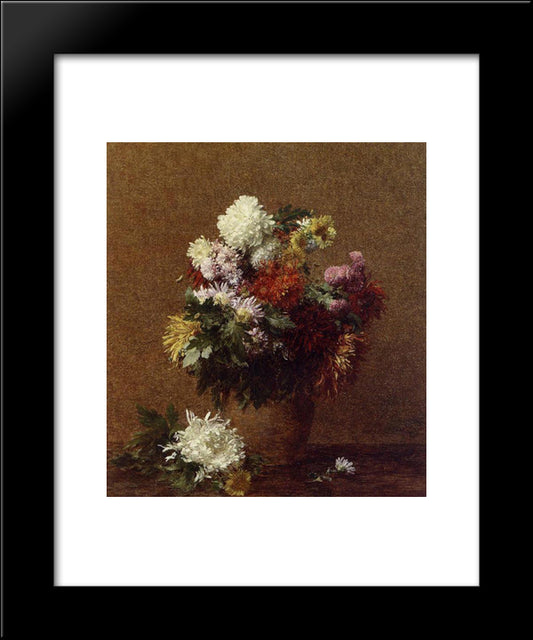 Large Bouquet Of Chrysanthemums 20x24 Black Modern Wood Framed Art Print Poster by Fantin Latour, Henri