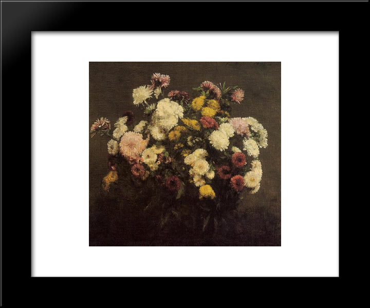 Large Bouquet Of Crysanthemums 20x24 Black Modern Wood Framed Art Print Poster by Fantin Latour, Henri