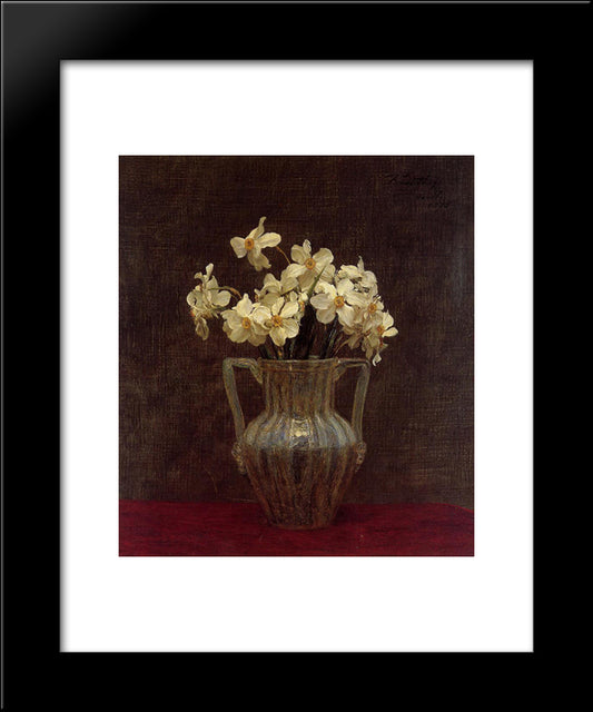 Narcisses In An Opaline Glass Vase 20x24 Black Modern Wood Framed Art Print Poster by Fantin Latour, Henri