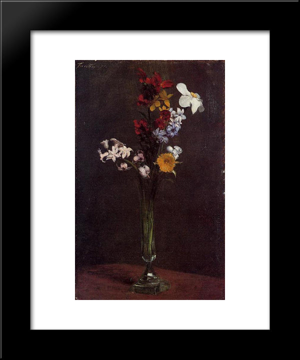 Narcisses, Hyacinths And Nasturtiums 20x24 Black Modern Wood Framed Art Print Poster by Fantin Latour, Henri